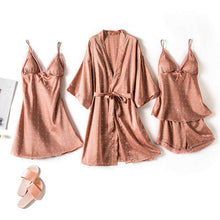 Charger l&#39;image dans la galerie, Summer four-piece silk nightgown nightdress polka dot suit
