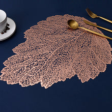 将图片加载到图库查看器，PVC bronzing leaves hollowed out heat insulation table mat
