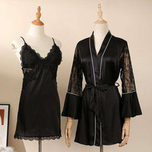 Carregar imagem no visualizador da galeria, 2021 silk nightgown nightdress two-piece sexy suspender suit
