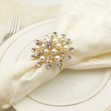 将图片加载到图库查看器，Christmas Snowflake Napkin Pearl Flower Napkin Ring
