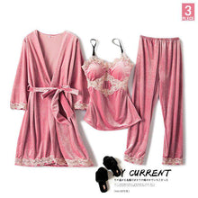 Cargar imagen en el visor de la galería, Autumn and winter cashmere three-piece sexy home pajama suit
