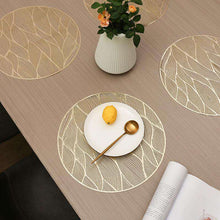 将图片加载到图库查看器，PVC bronzing leaves hollow ed out heat insulation table mat
