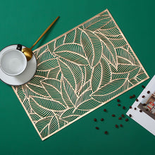 Charger l&#39;image dans la galerie, PVC bronzing leaves hollow ed out heat insulation table mat
