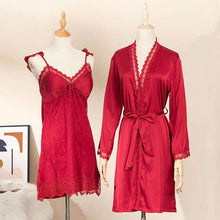 Carregar imagem no visualizador da galeria, Two-piece sexy classic silk nightgown &amp;nightdress
