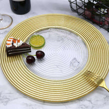 Cargar imagen en el visor de la galería, Golden rim straw hat pattern glass plate Nordic wedding plate
