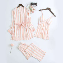 Charger l&#39;image dans la galerie, Three-piece pajamas women&#39;s spring /autumn striped home wear
