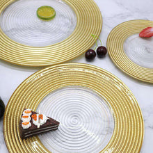 Carregar imagem no visualizador da galeria, Golden rim straw hat pattern glass plate Nordic wedding plate
