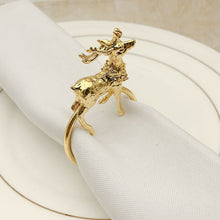 将图片加载到图库查看器，Metal napkin buckle Christmas fawn napkin ring
