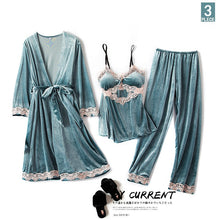 Carregar imagem no visualizador da galeria, Autumn and winter cashmere three-piece sexy home pajama suit
