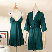 Carregar imagem no visualizador da galeria, Two-piece sexy classic silk nightgown &amp;nightdress
