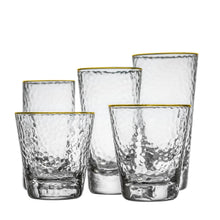 将图片加载到图库查看器，Transparent gold rim hammered pattern glass
