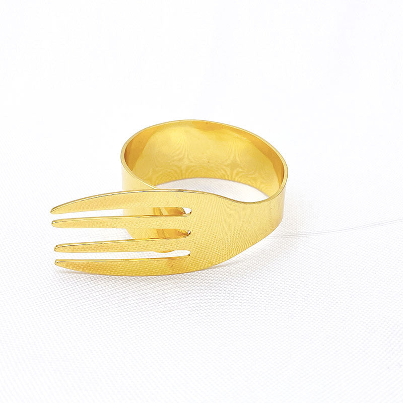 Metal fork design golden napkin buckle ring