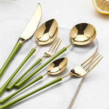 Charger l&#39;image dans la galerie, Avocado Green Nordic Stainless Steel Steak Cutlery
