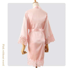 Cargar imagen en el visor de la galería, Bride and bridesmaid sexy lace silk dressing gown
