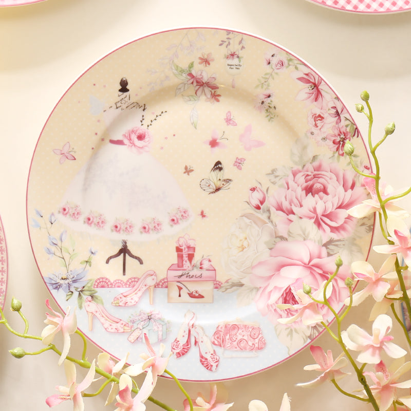 PASTORAL STYLE BONE CHINA PLATE PEACEFUL FLOWERS