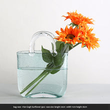 将图片加载到图库查看器，Nordic glass decoration transparent creative basket bag vase
