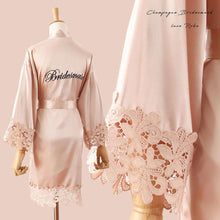 Cargar imagen en el visor de la galería, Bride and bridesmaid sexy lace silk dressing gown
