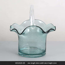 将图片加载到图库查看器，Nordic glass decoration transparent creative basket bag vase
