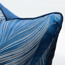 Cargar imagen en el visor de la galería, BLUE LINE FEATHER PATTERN OUTLINE IN GOLD PILLOW CUSHION CASE
