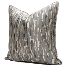 Cargar imagen en el visor de la galería, EMBELLISHED LIVING SILVER HOME DECO PLAID GREY PILLOWCASE
