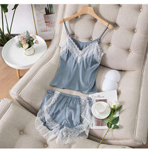 Carregar imagem no visualizador da galeria, 2021 Silk sexy camisole shorts two-piece home suit
