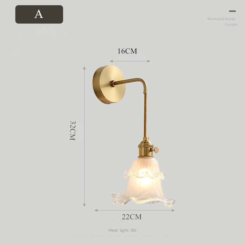 Modern minimalist Living/ Bedroom copper glass wall lamp