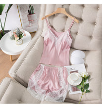 Carregar imagem no visualizador da galeria, 2021 Silk sexy camisole shorts two-piece home suit
