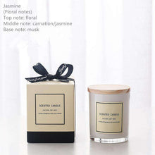 Charger l&#39;image dans la galerie, White glass cup with wooden lid scented candle
