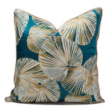 Cargar imagen en el visor de la galería, LOTUS LEAF PEACOCK BLUE THROW PILLOWCASE
