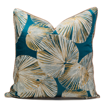 Cargar imagen en el visor de la galería, LOTUS LEAF PEACOCK BLUE THROW PILLOWCASE
