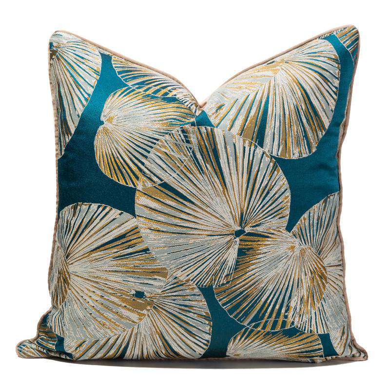 LOTUS LEAF PEACOCK BLUE THROW PILLOWCASE