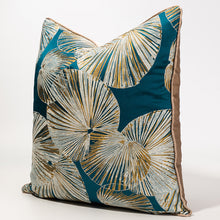 Cargar imagen en el visor de la galería, LOTUS LEAF PEACOCK BLUE THROW PILLOWCASE
