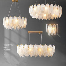 将图片加载到图库查看器，Modern bedroom dining room lamp feather glass luxury lamp
