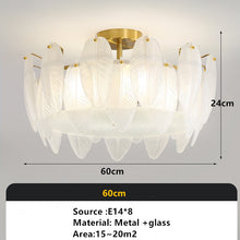 Cargar imagen en el visor de la galería, Modern bedroom dining room lamp feather glass luxury lamp
