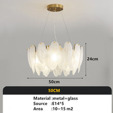 Cargar imagen en el visor de la galería, Modern bedroom dining room lamp feather glass luxury lamp
