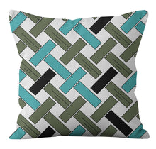 Cargar imagen en el visor de la galería, Green geometric pillowcase Nordic minimalist short plush pillowcase
