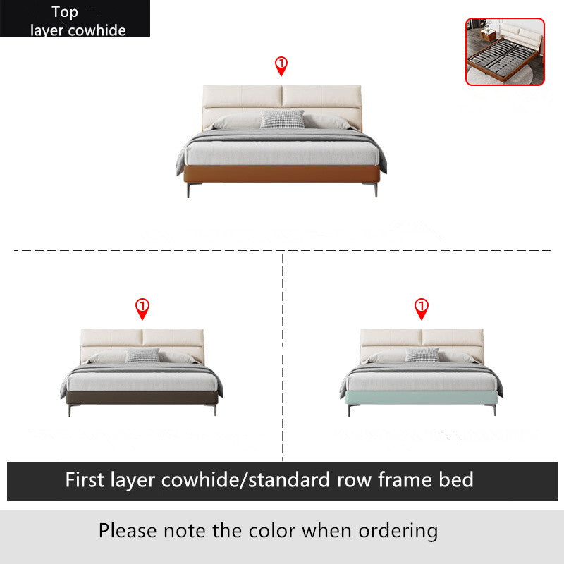 Minimalist master genuine leather modern bed