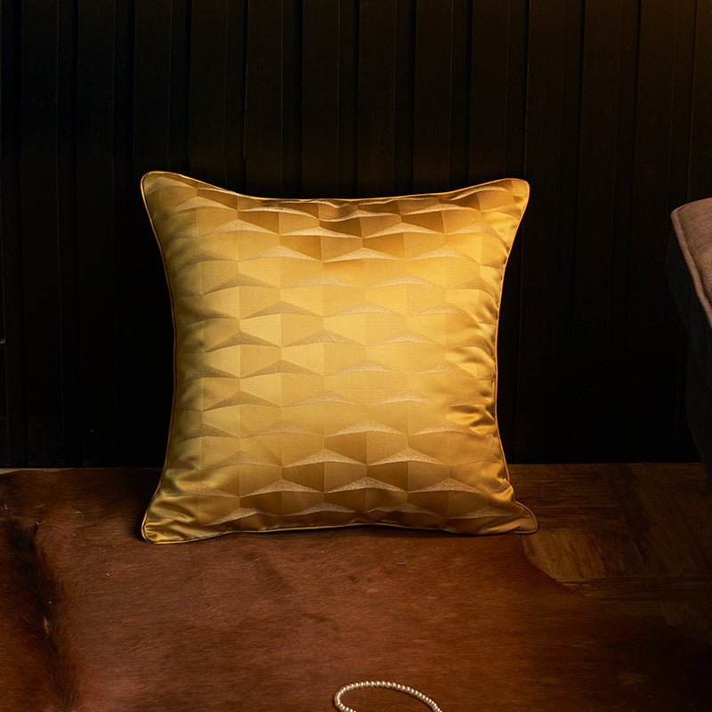 Light luxury three-dimensional geometric jacquard yarn-dyed gold silk pillowcase