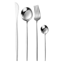 Carregar imagem no visualizador da galeria, Gilded Rainbow Black Gold Steak Cutlery Western Cutlery set
