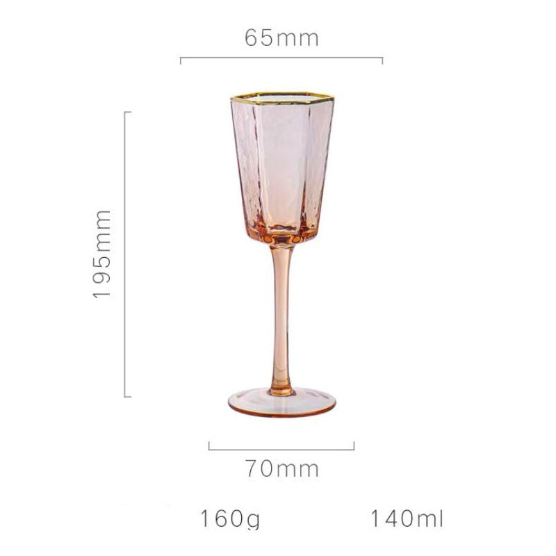 Nordic gold rim hammered champagne red wine glass set