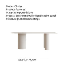 Charger l&#39;image dans la galerie, French light luxury pure white island dining table against the wall matching
