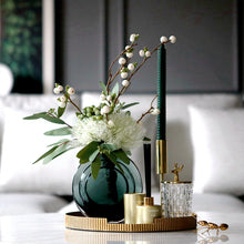 Charger l&#39;image dans la galerie, Modern and simple dark green glass vase simulation floral set
