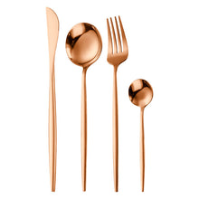 Cargar imagen en el visor de la galería, Gilded Rainbow Black Gold Steak Cutlery Western Cutlery set
