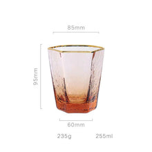 Cargar imagen en el visor de la galería, Nordic gold rim hammered champagne red wine glass set
