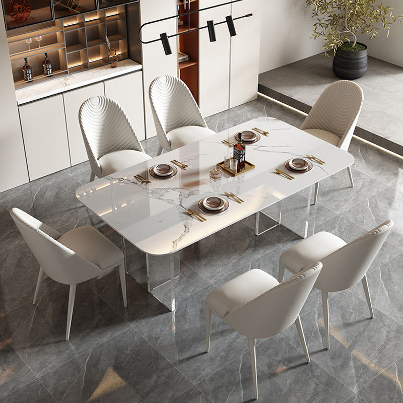 Light luxury acrylic transparent suspended slate dining table