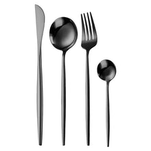 Cargar imagen en el visor de la galería, Gilded Rainbow Black Gold Steak Cutlery Western Cutlery set
