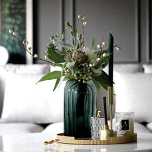 Cargar imagen en el visor de la galería, Modern and simple dark green glass vase simulation floral set
