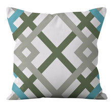 Cargar imagen en el visor de la galería, Green geometric pillowcase Nordic minimalist short plush pillowcase
