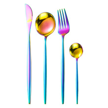 将图片加载到图库查看器，Gilded Rainbow Black Gold Steak Cutlery Western Cutlery set
