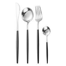 Cargar imagen en el visor de la galería, Gilded Rainbow Black Gold Steak Cutlery Western Cutlery set
